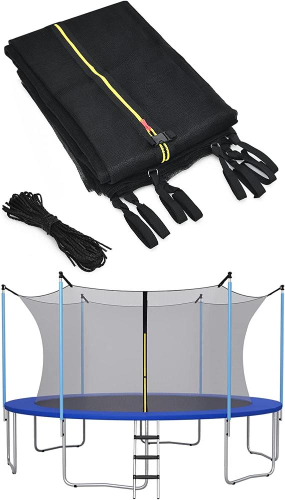 COSTWAY Ø427cm Trampolin Sicherheitsnetz für Gartentrampoline, Ersatznetz innenliegend mit Reißverschluss und Schnallen, 8 Stangen, Netzhöhe 180 cm Bild 1