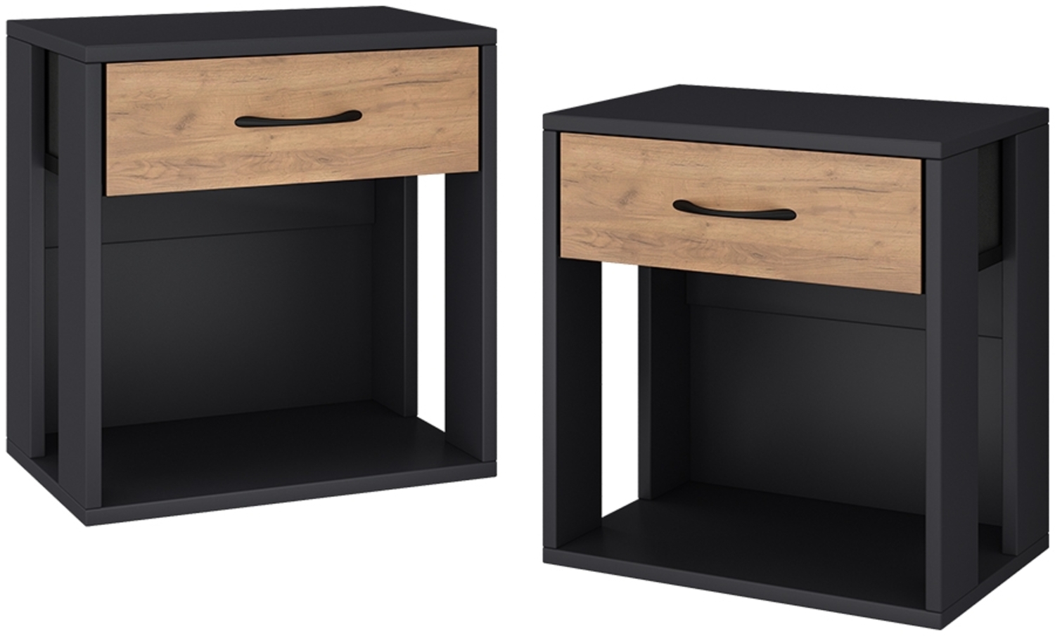 Nachttisch Virela Anthrazit/Goldkraft Eiche 2er Set Vicco Bild 1