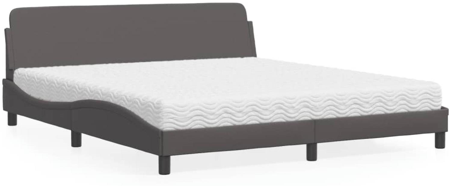 vidaXL Bett mit Matratze Grau 180x200 cm Kunstleder 3208460 Bild 1