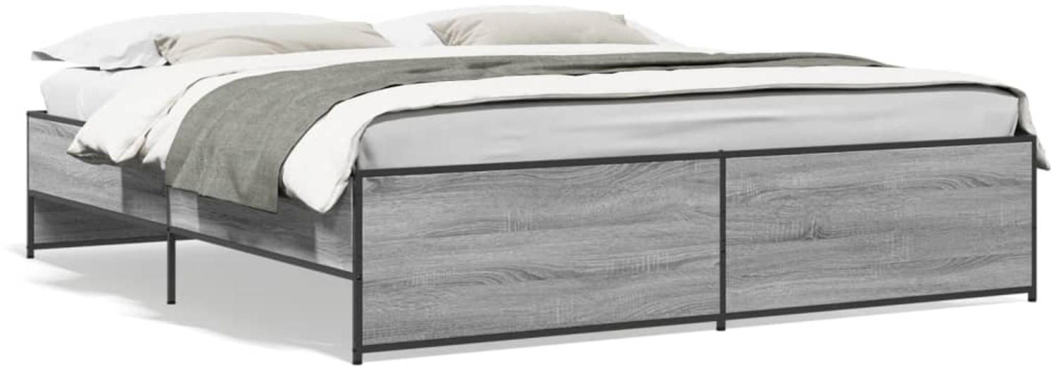 vidaXL Bettgestell Grau Sonoma 180x200 cm Holzwerkstoff und Metall 3279875 Bild 1