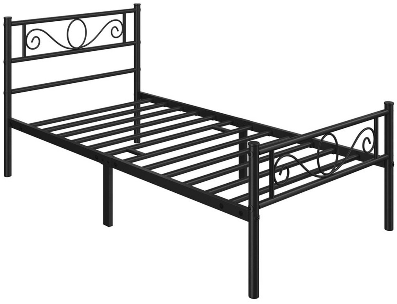 Yaheetech Bettgestell Metallbett mit Kopfteil, Einzelbett/Doppelbett Metallbettrahmen, 90-160 cm (B) Bild 1