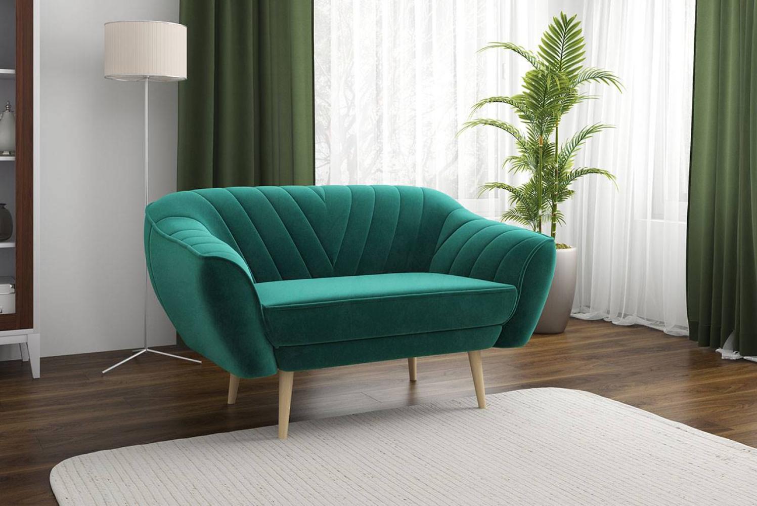 Klassische Sofas, Lounge-sofa, Ziernähte - MIA - 2 Sitzer - Dunkelgrün Velours Bild 1