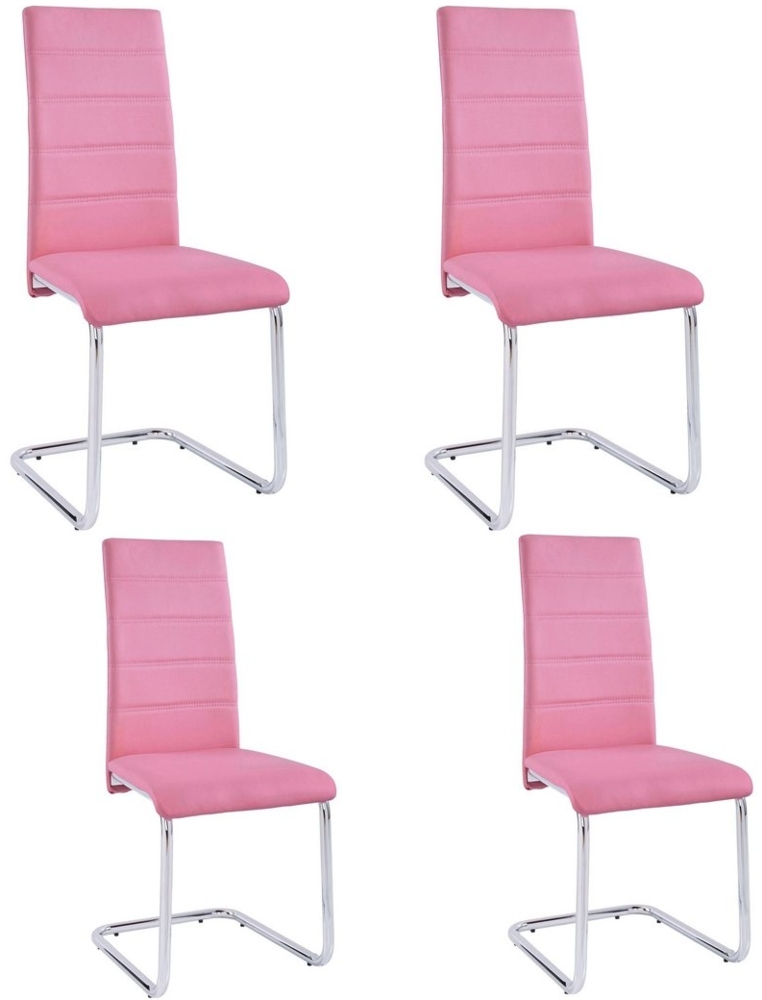 loft24 Freischwinger Adrian (Set, 4 St), Esszimmerstuhl, Küchenstuhl, Lederoptik, Chromgestell, modern Bild 1