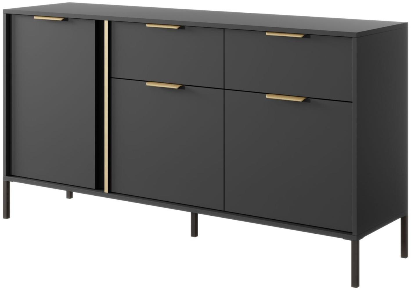 Sideboard Lars Kommode 153,1 x 39,5 x 81,4 cm anthrazit gold Bild 1