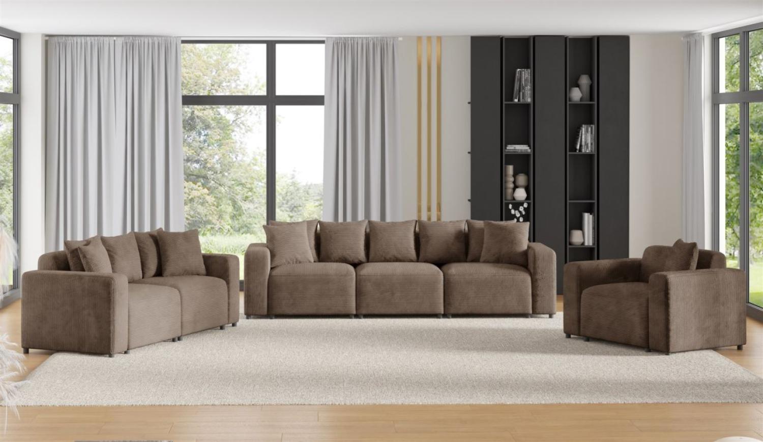 Sofaset Designersofas MEGAN 3-2-1 in Stoff Poso Cappuccino Bild 1