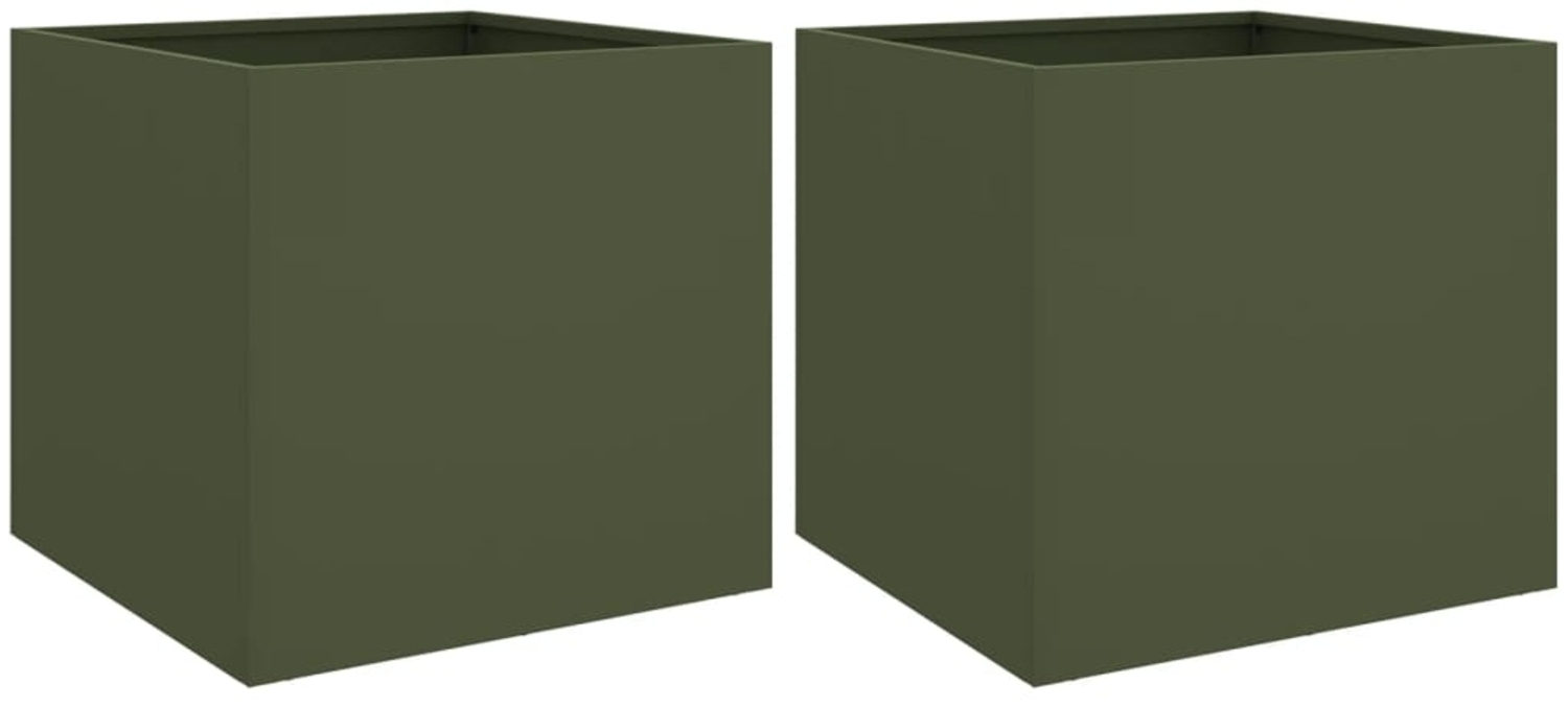 vidaXL Pflanzkübel 2 Stk. Olivgrün 49x47x46 cm Stahl 841566 Bild 1