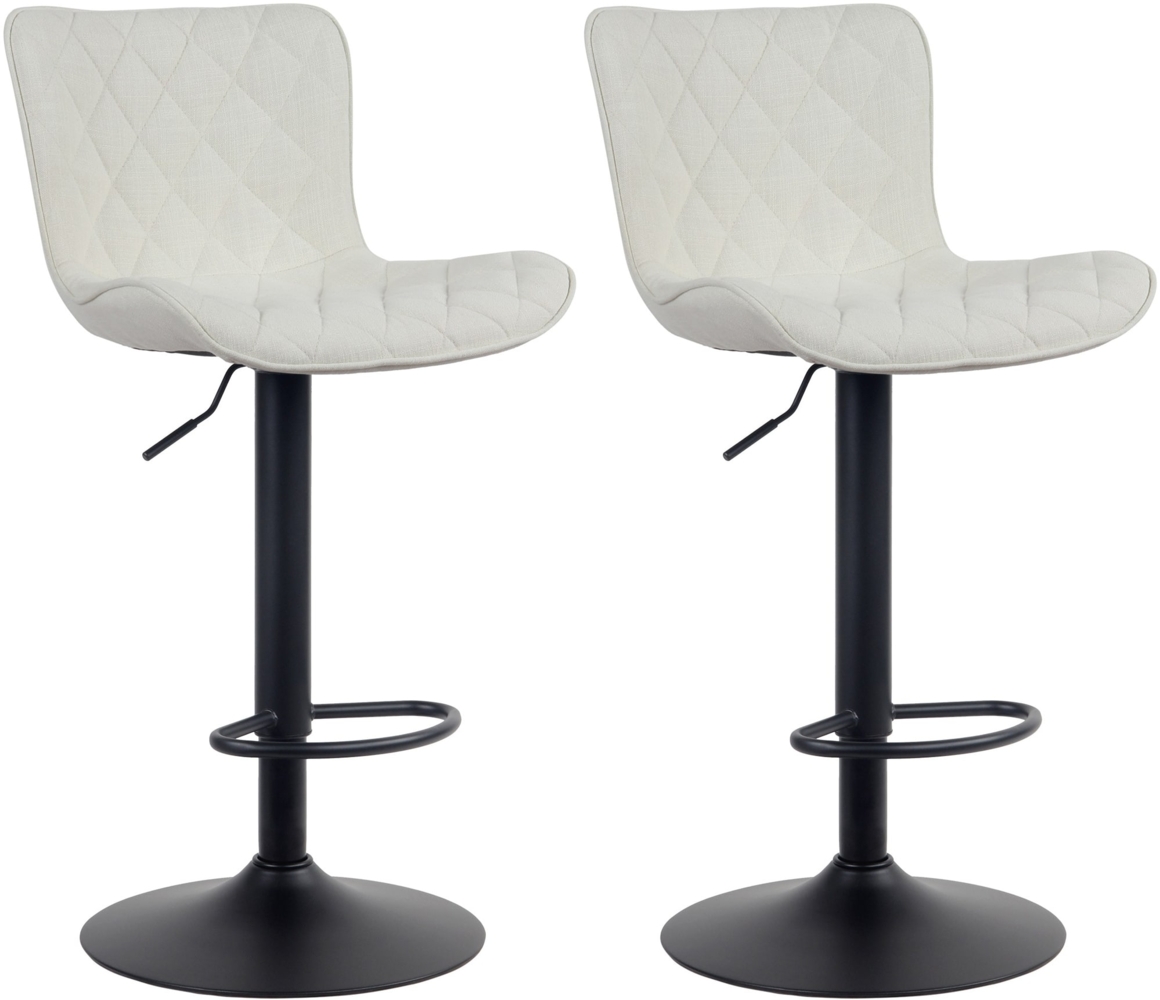 CLP 2er Set Barhocker Emma höhenverstellbar und 360 drehbar,creme Stoff Bild 1