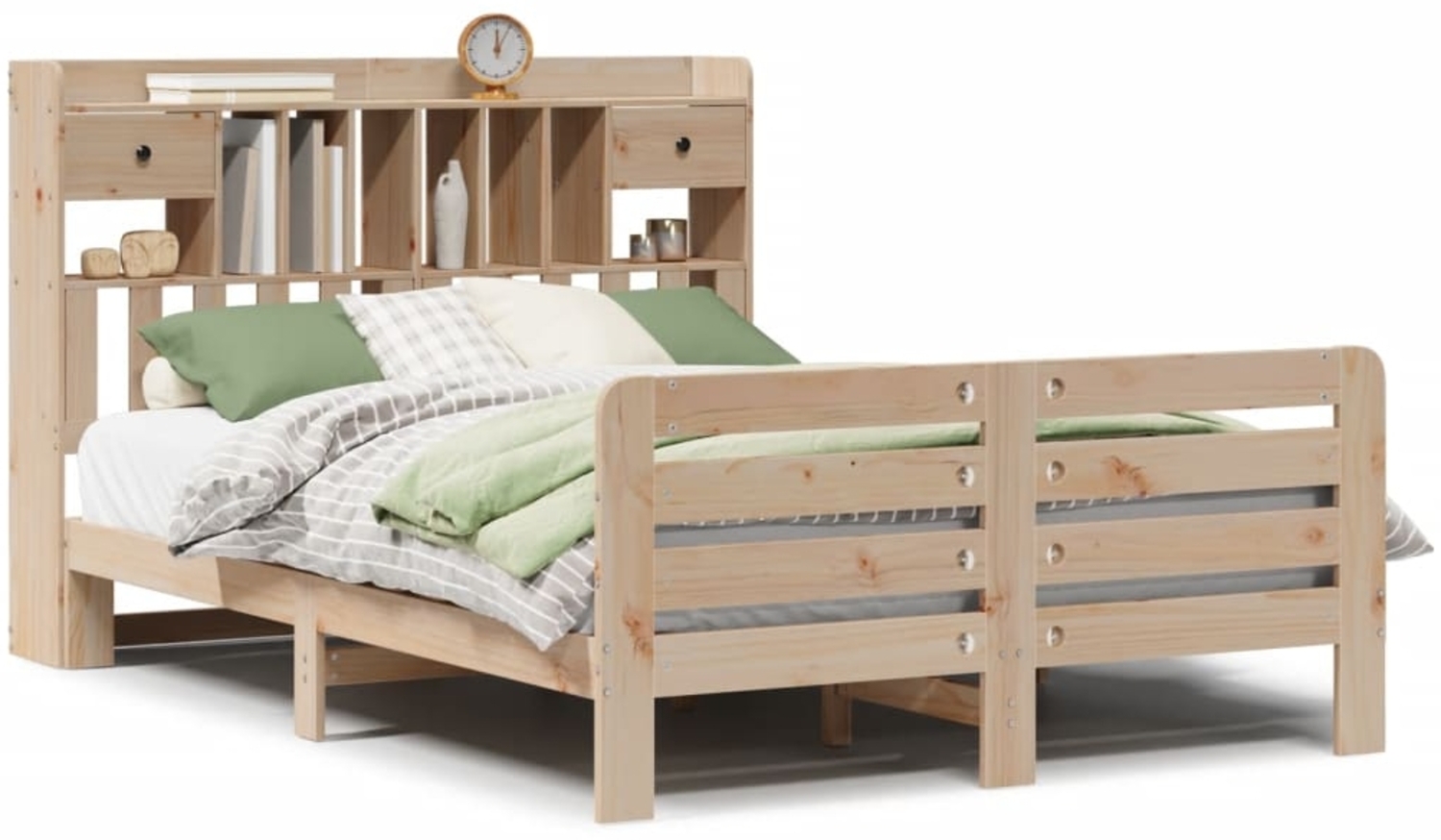 vidaXL Massivholzbett mit Regal ohne Matratze 140x200 cm Kiefernholz 3309962 Bild 1
