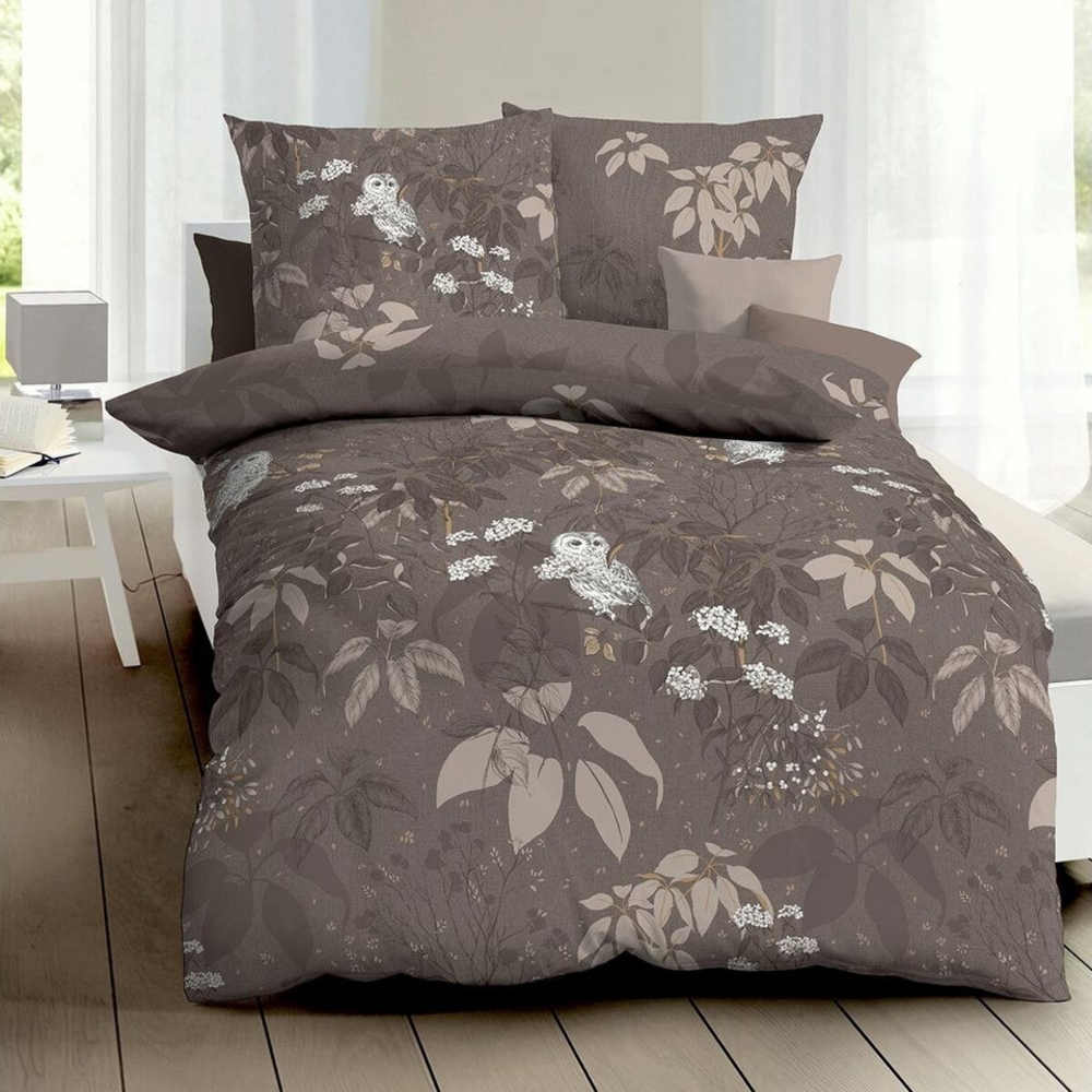 TRAUMSCHLAF Bettwäsche Schneeeule, Biber, 2 teilig, wunderbar kuschelige Biber Bettwäsche Bild 1