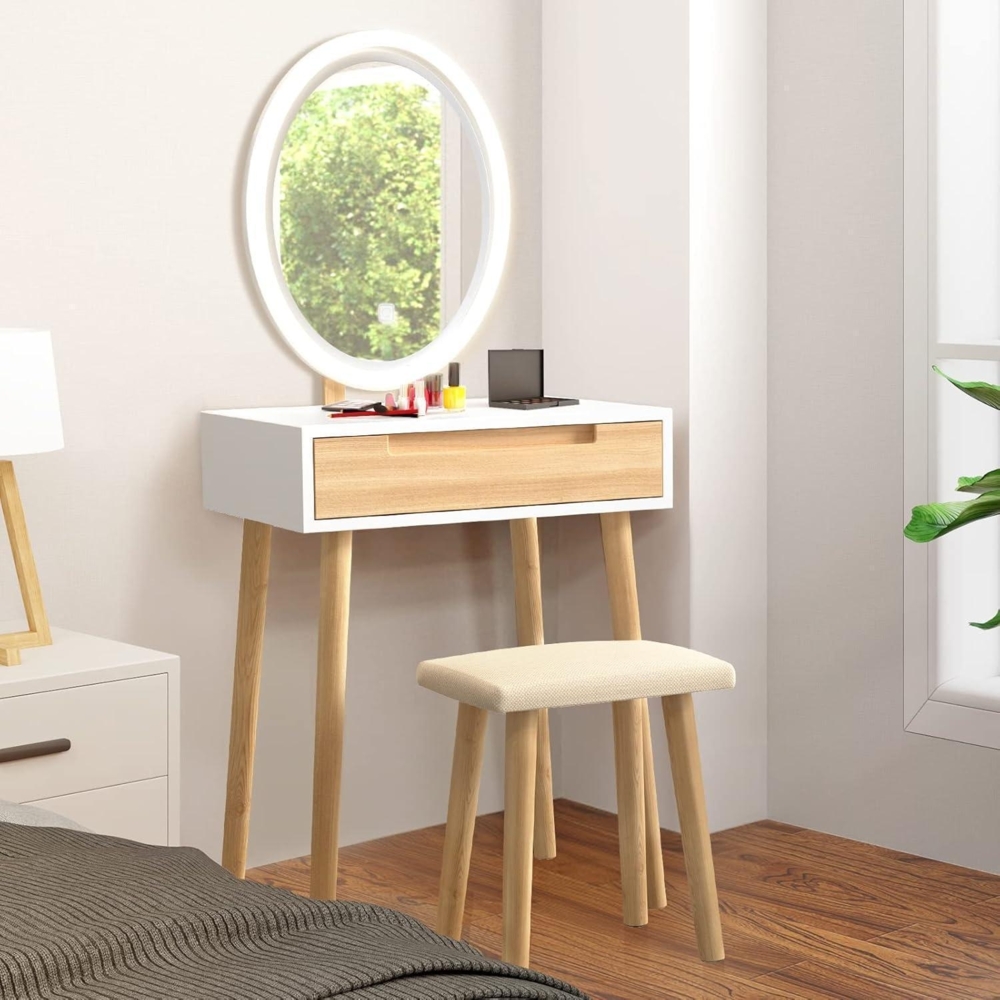 Schminktisch mit LED Beleuchtung, Kosmetiktisch mit Schubladen, modern Bild 1