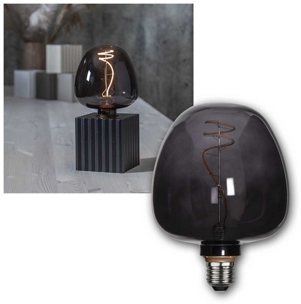 STAR TRADING LED-Leuchtmittel E27 Design Birne APPLE Filament, black 170x125mm, warmweiß Bild 1