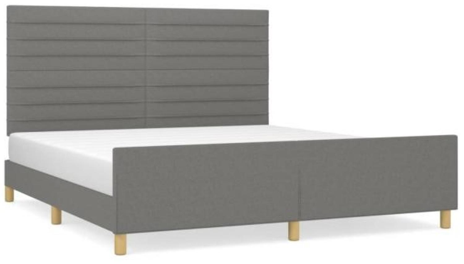 Doppelbett, Polsterbett mit Kopfteil Stoff  Dunkelgrau 180 x 200 cm Bild 1