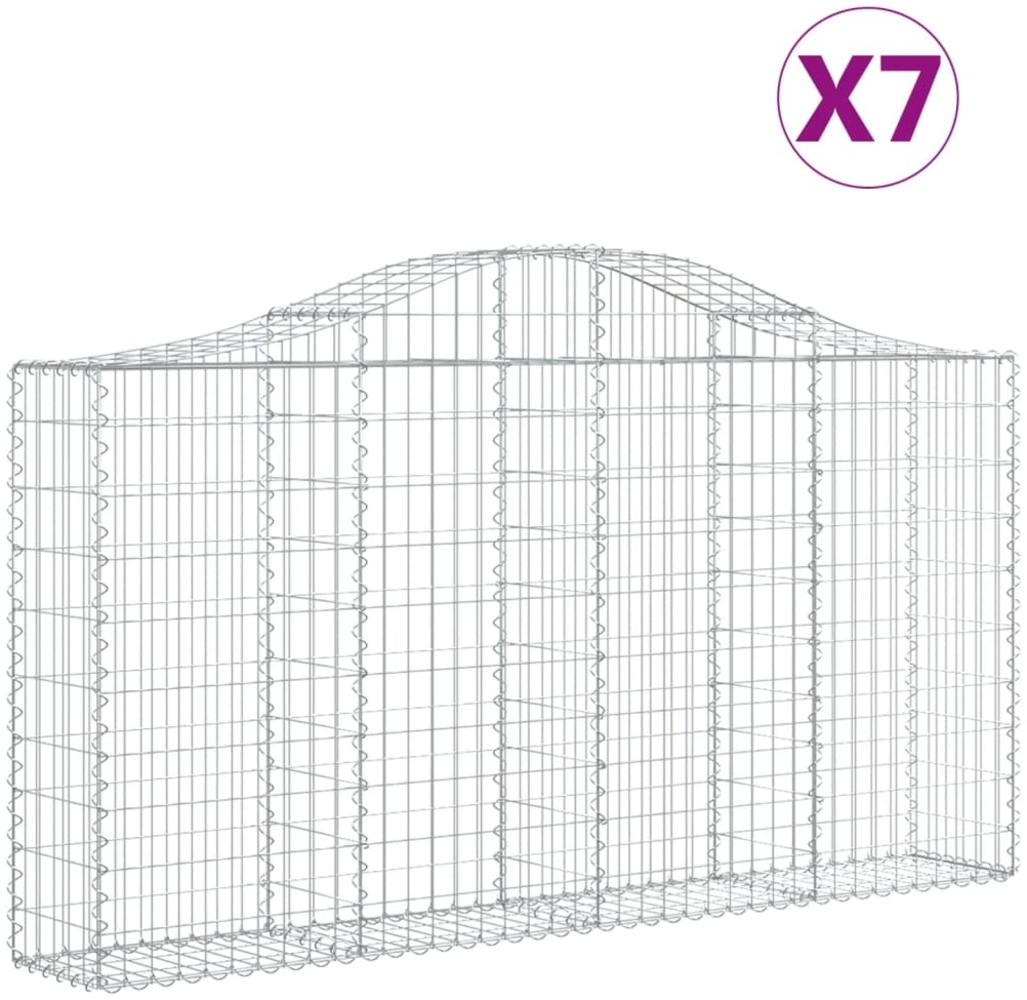vidaXL Gabionen mit Hochbogen 7 Stk. 200x30x100/120cm Verzinktes Eisen 3145435 Bild 1
