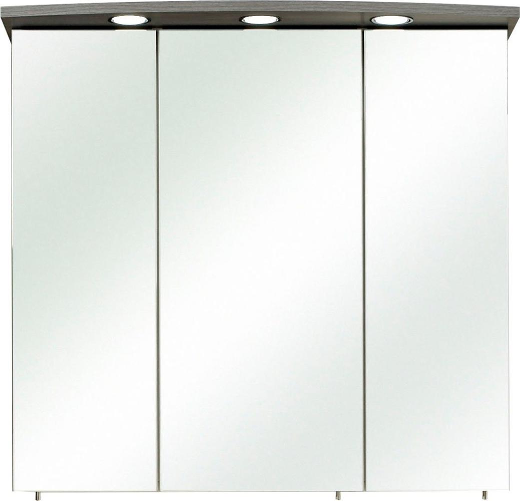 Saphir Spiegelschrank Quickset 916 Badschrank, 3 Spiegeltüren, 6 Einlegeböden, 75 cm breit inkl. LED-Beleuchtung, Türdämpfer, Schalter-/Steckdosenkombination Bild 1