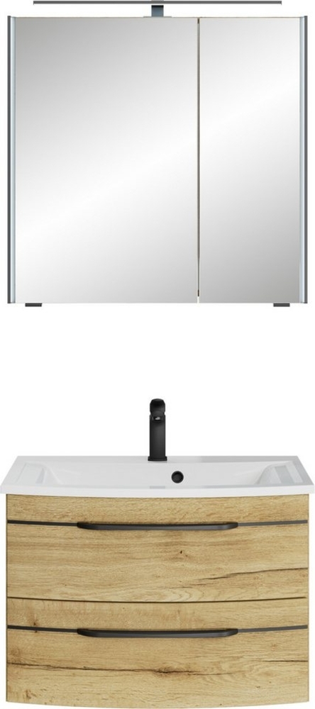 Saphir Badmöbel-Set Serie 7045 2-teilig Mineralmarmor-Waschtisch mit LED-Spiegelschrank, (Set, 2-St), Badezimmer-Set 73,2 cm breit, inkl. Türdämpfer, 2 Türen, 2 Schubladen Bild 1