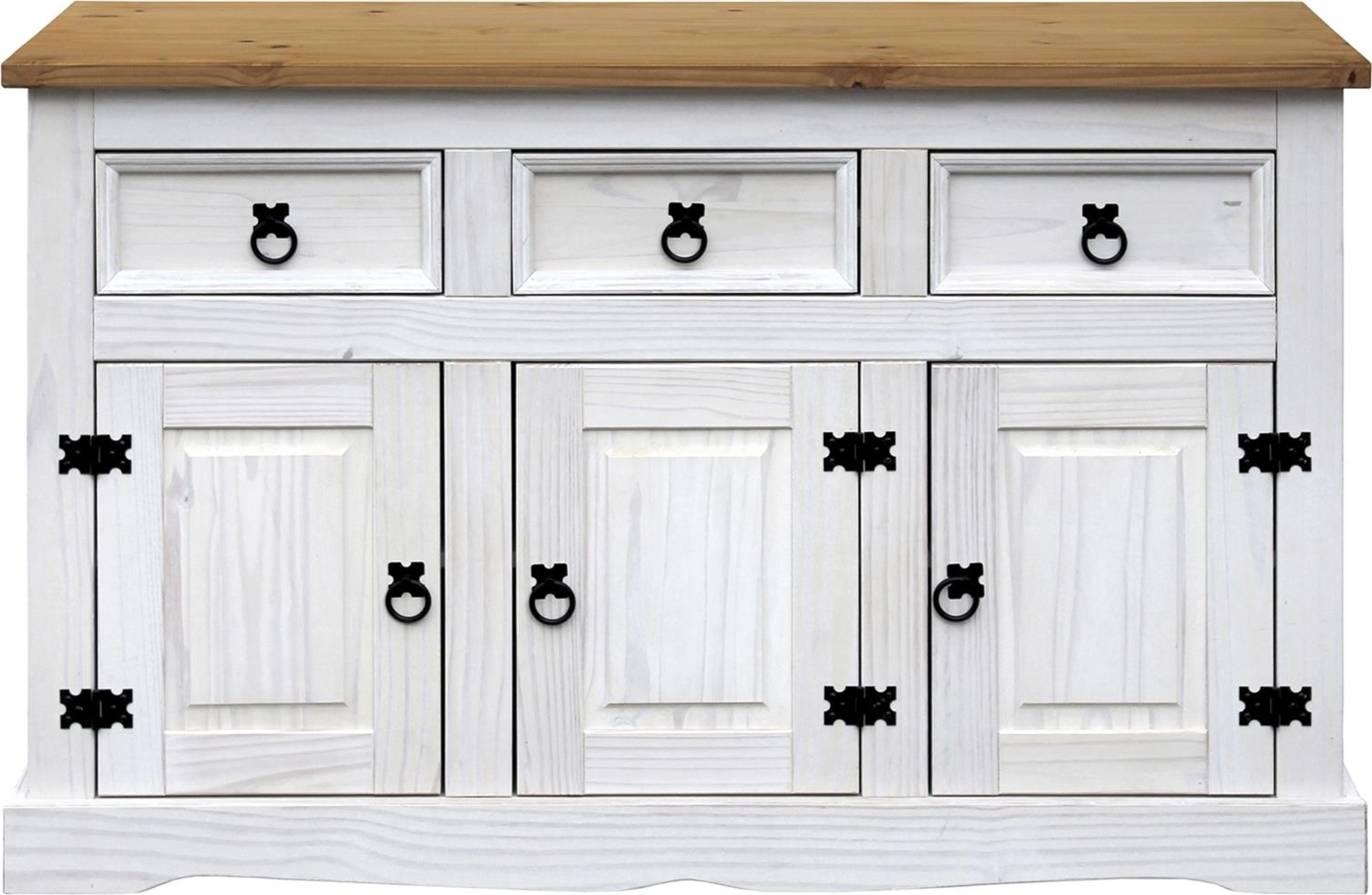 Sideboard aus Kiefernholz 130 x 80 x 45 cm in Weiß Bild 1