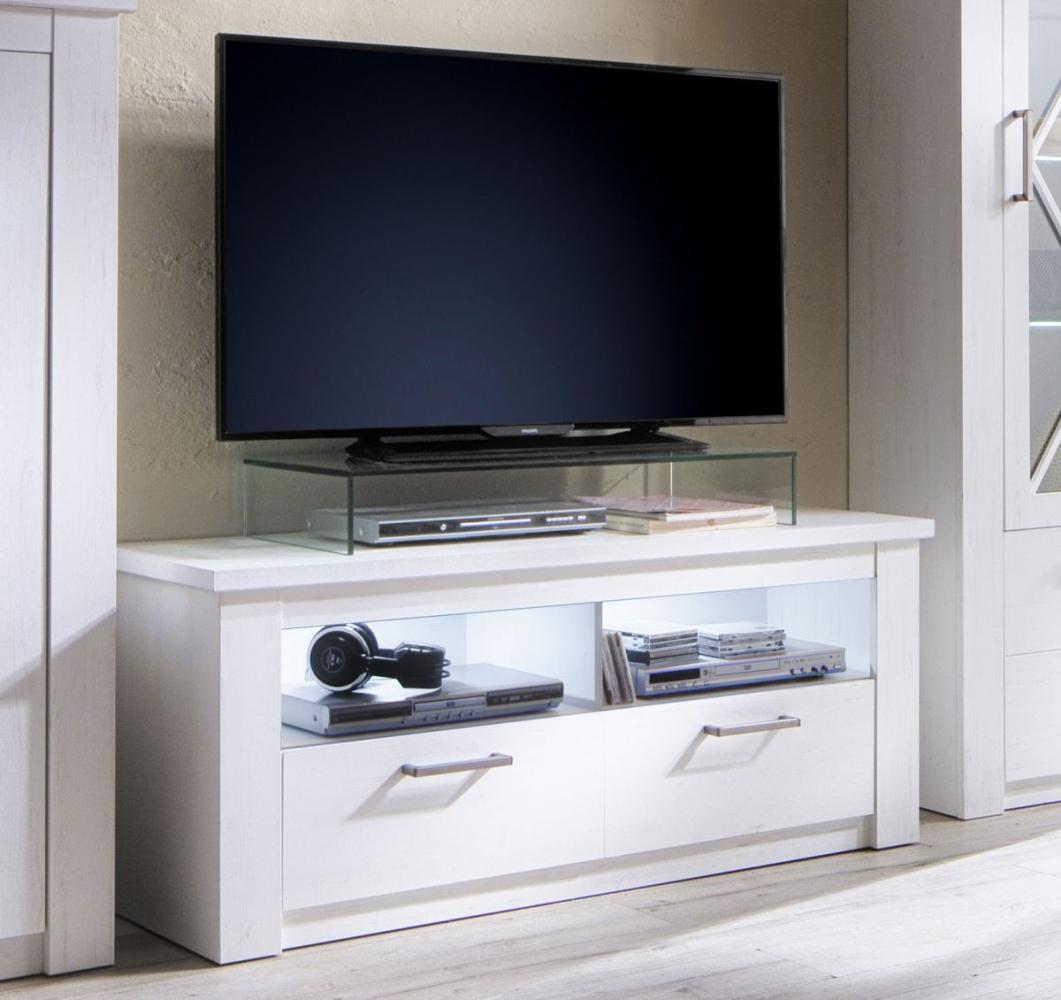 TV-Lowboard Georgia Pinie Struktur weiß Dekor 139x58 cm Landhaus Bild 1