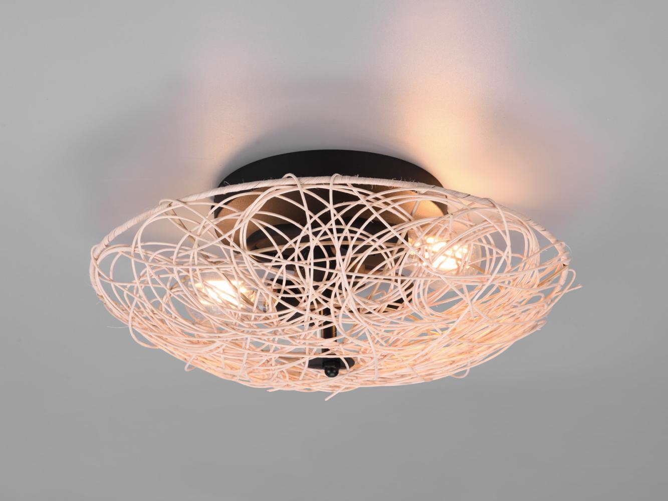 Deckenleuchte LOVIS Rattan Geflecht Natur im Boho Stil, Ø 40cm Bild 1