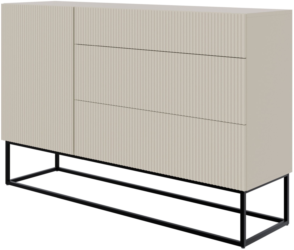 Selsey 'Veldio' Sideboard mit Schubladen, graubeige mit schwarzem Metallgestell, ca. 90 x 140 x 38 cm Bild 1