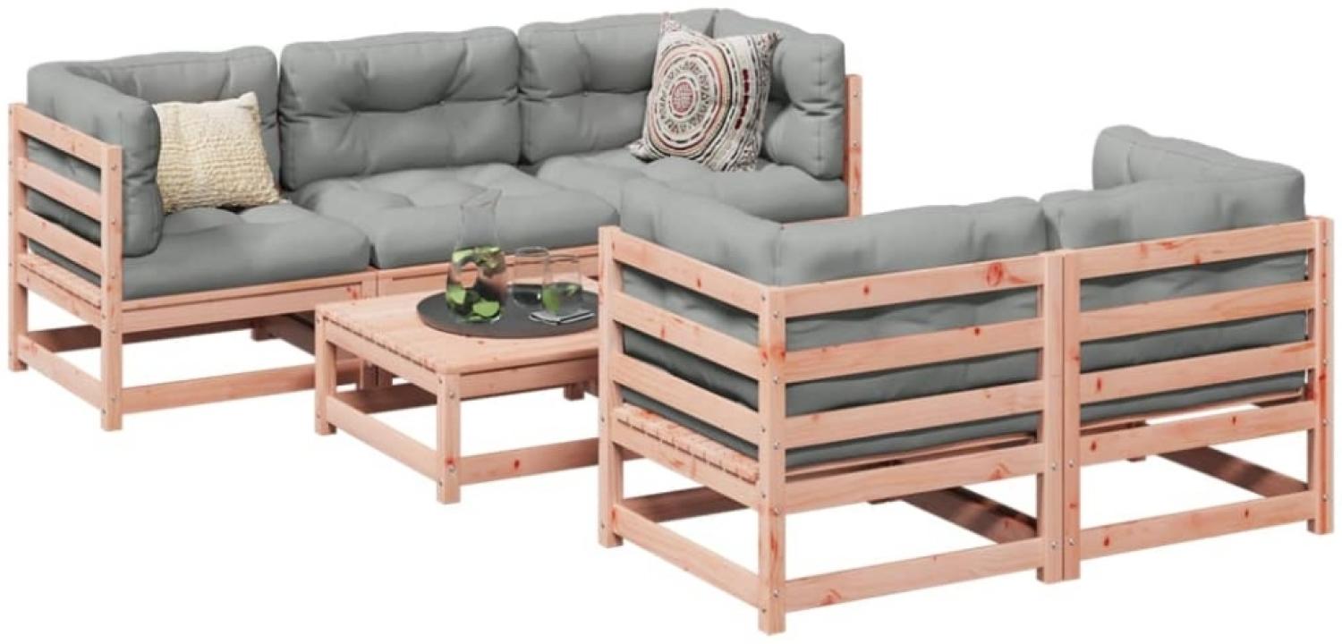 vidaXL 6-tlg. Garten-Sofagarnitur mit Kissen Massivholz Douglasie 3299292 Bild 1