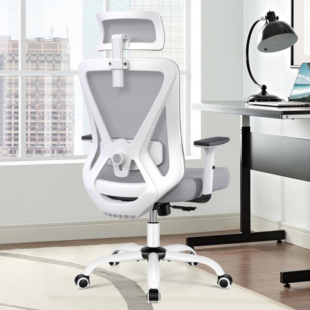 Ergonomischer Bürostuhl Verstellbare Kopfstütze Lendenwirbelstütze 130° Schaukel Bild 1