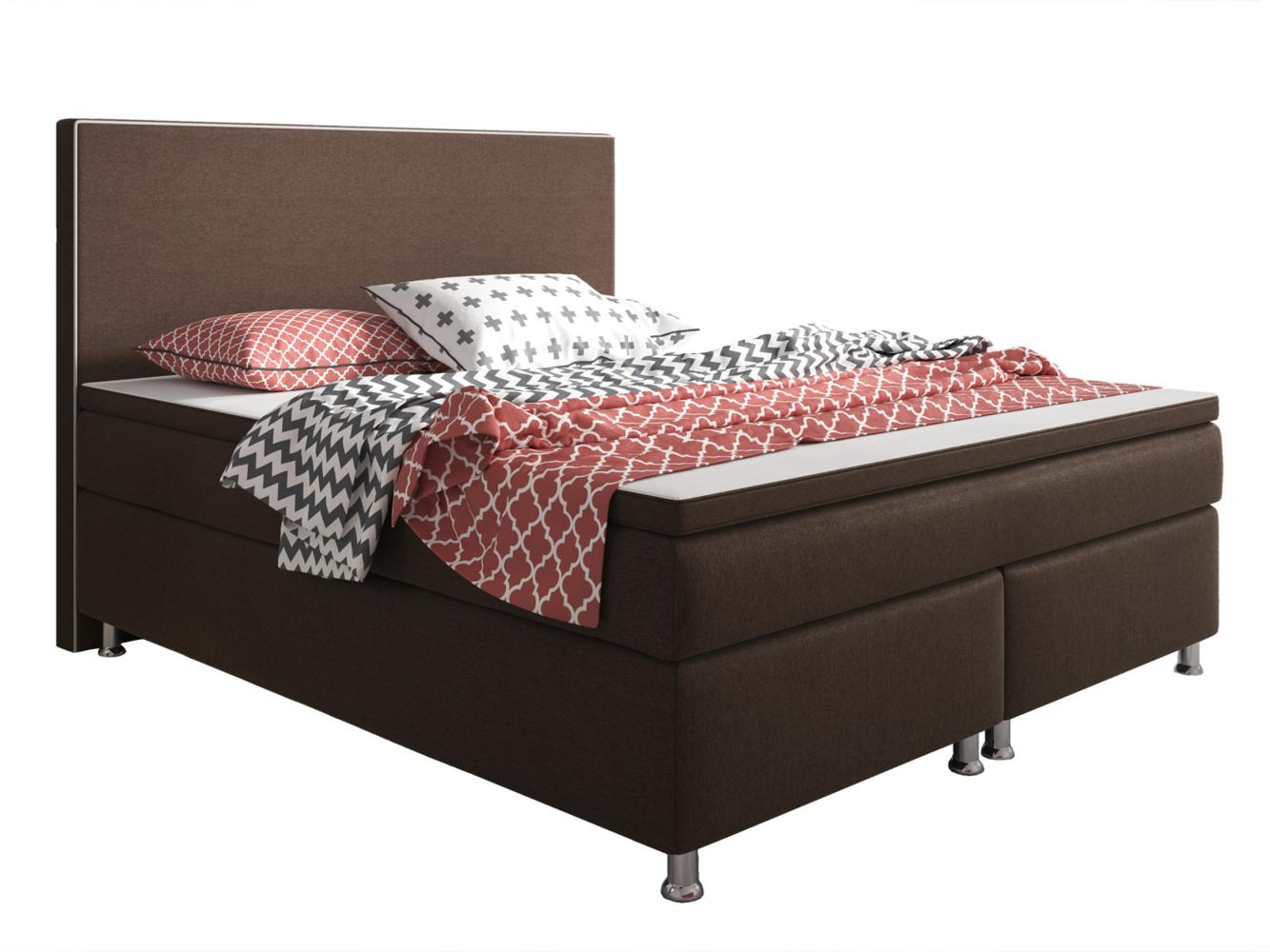 Boxspringbett King Size 180x200 cm Webstoff Braun Bild 1