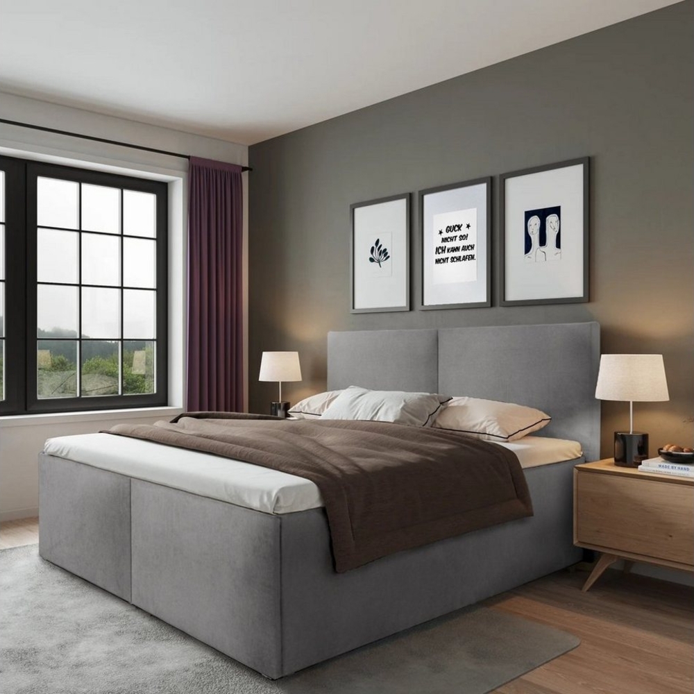 Halmon Schlafkomfort Betten Polsterbett Milano (Mit Stauraum unter der Liegefläche, erhältlich in 6 Größen, attraktiven Farben und zahlreichen Optionen), Seitenhöhe 32cm, inkl. Lattenrost bei Ausführung mit Matratze Bild 1