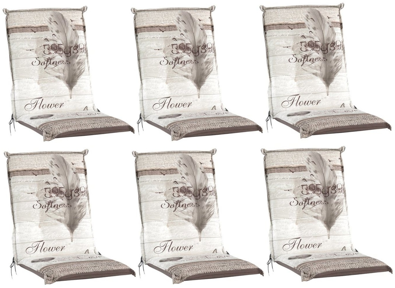GO-DE Polsterauflage BEACHHOUSE, B 50 x L 110 cm, Beige, 6er Set, (Set, 6 St), Gartenstuhlauflagen für Mittellehnstühle Bild 1