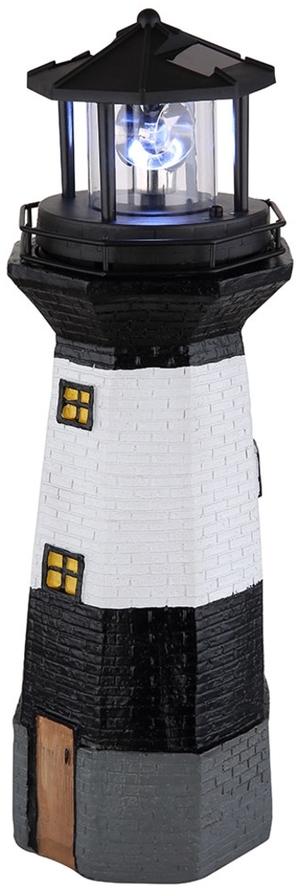 LED Solar Leuchtturm, schwarz-weiß, H 38 cm Bild 1