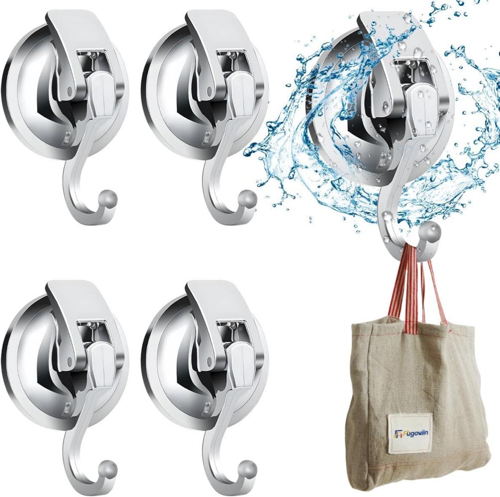 BlingBin Wandhaken 4 Pack Saugnapf Haken Handtuchhalter Ohne Bohren, Badezimmer, (4er Set, 4-St, 4pcs), Extra Stark für Küche, Badezimmer, Wohnmobil, Büro und Schlafzimmer Bild 1