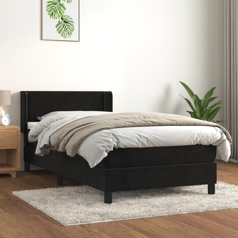 vidaXL Boxspringbett mit Matratze Schwarz 100x200 cm Samt 3130885 Bild 1