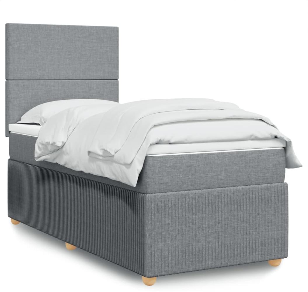 vidaXL Boxspringbett mit Matratze Hellgrau 90x190 cm Stoff 3294204 Bild 1