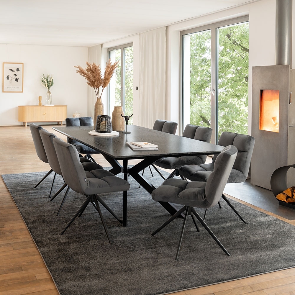 HOME DELUXE Essgruppe Eckig AVENCIA inkl. Sternfuß - 200 x 120 cm Dark Oak 8 Stühle Bild 1