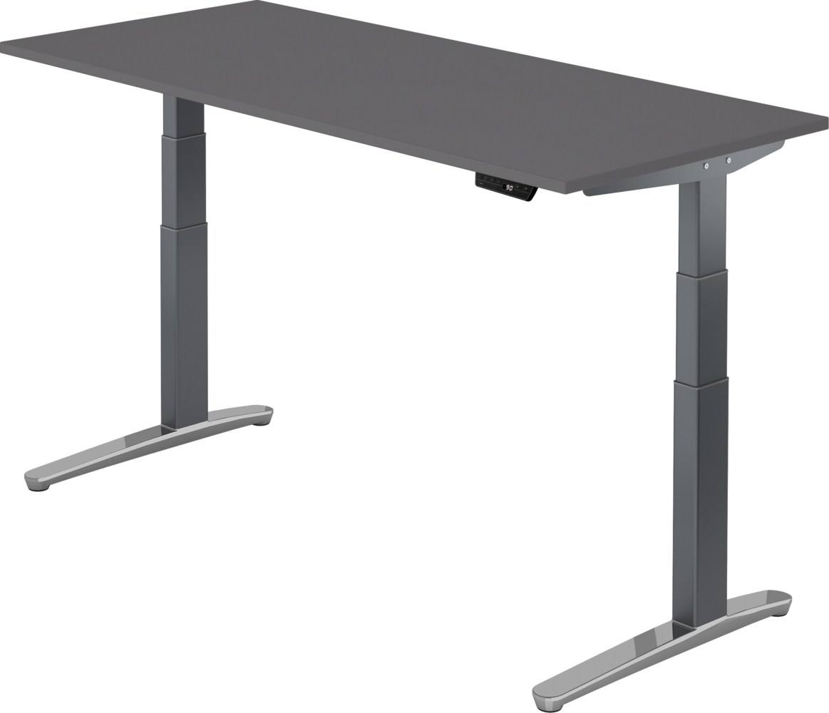 bümö elektrisch höhenverstellbarer Schreibtisch 180x80 cm mit Memory-Steuerung - Design Schreibtisch höhenverstellbar elektrisch, elektrischer Schreibtisch graphit, Gestell graphit/alu, XBHM-19-G-GC Bild 1