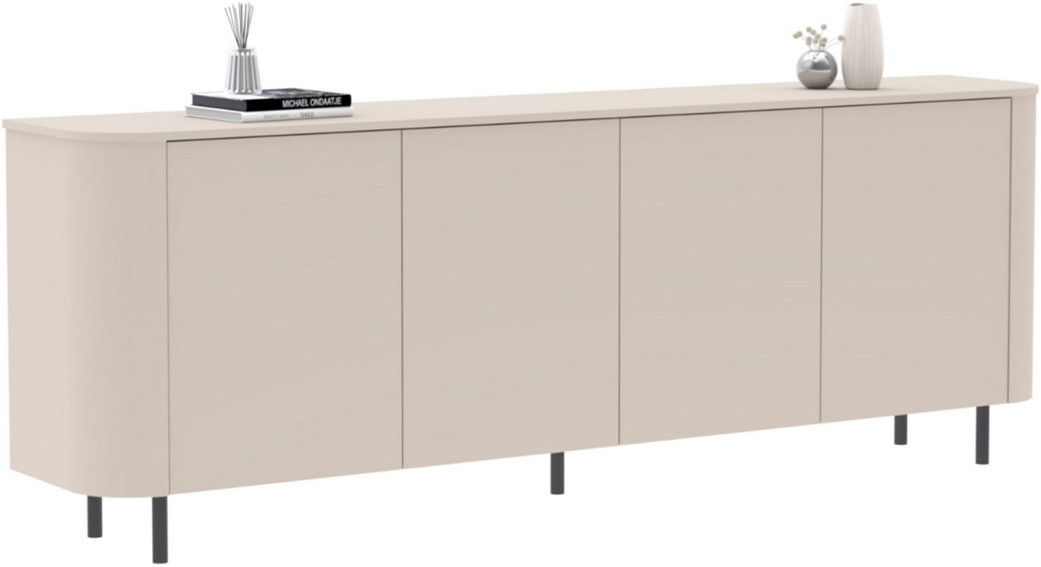 INOSIGN Sideboard Lido, 231 cm breit, 4 Türen, Anrichte, Kommode, Stauraumschrank, Formgebogenes MDF, Stirnseiten mit Rundung, Push-to-open, Metallfüße Bild 1
