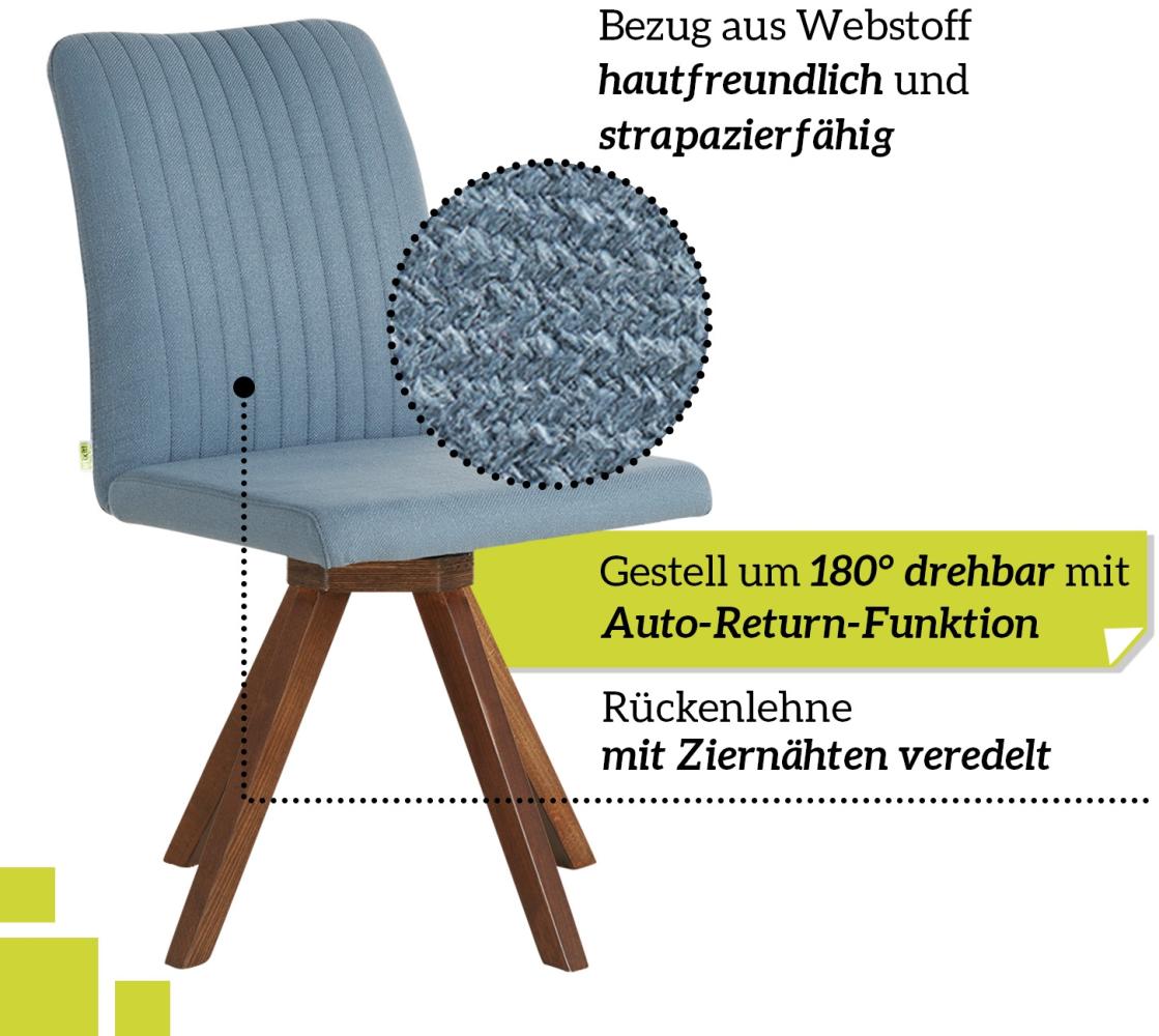 smart drehbarer Esszimmerstuhl - Bezug Webstoff Hellblau, 180° drehbar mit Auto-Return-Funktion - Massivholz Stuhlbeine - Küchenstuhl, Polsterstuhl mit Schaumstofffüllung Bild 1