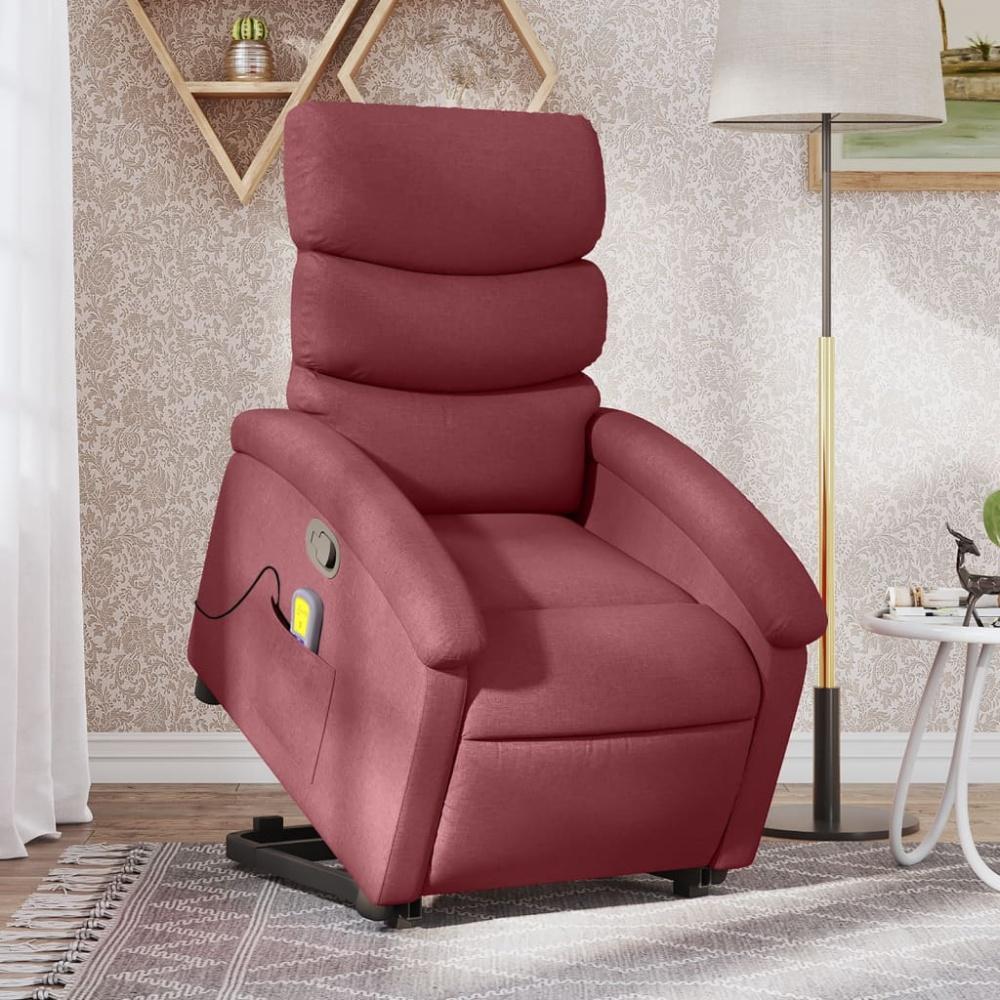 vidaXL Massagesessel mit Aufstehhilfe Weinrot Stoff 3203993 Bild 1