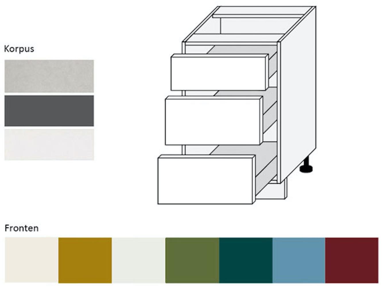 Küchenschrank Unterschrank 50cm Korpus- & lackierte Frontfarbe wählbar (RI-D3M/50) Bild 1