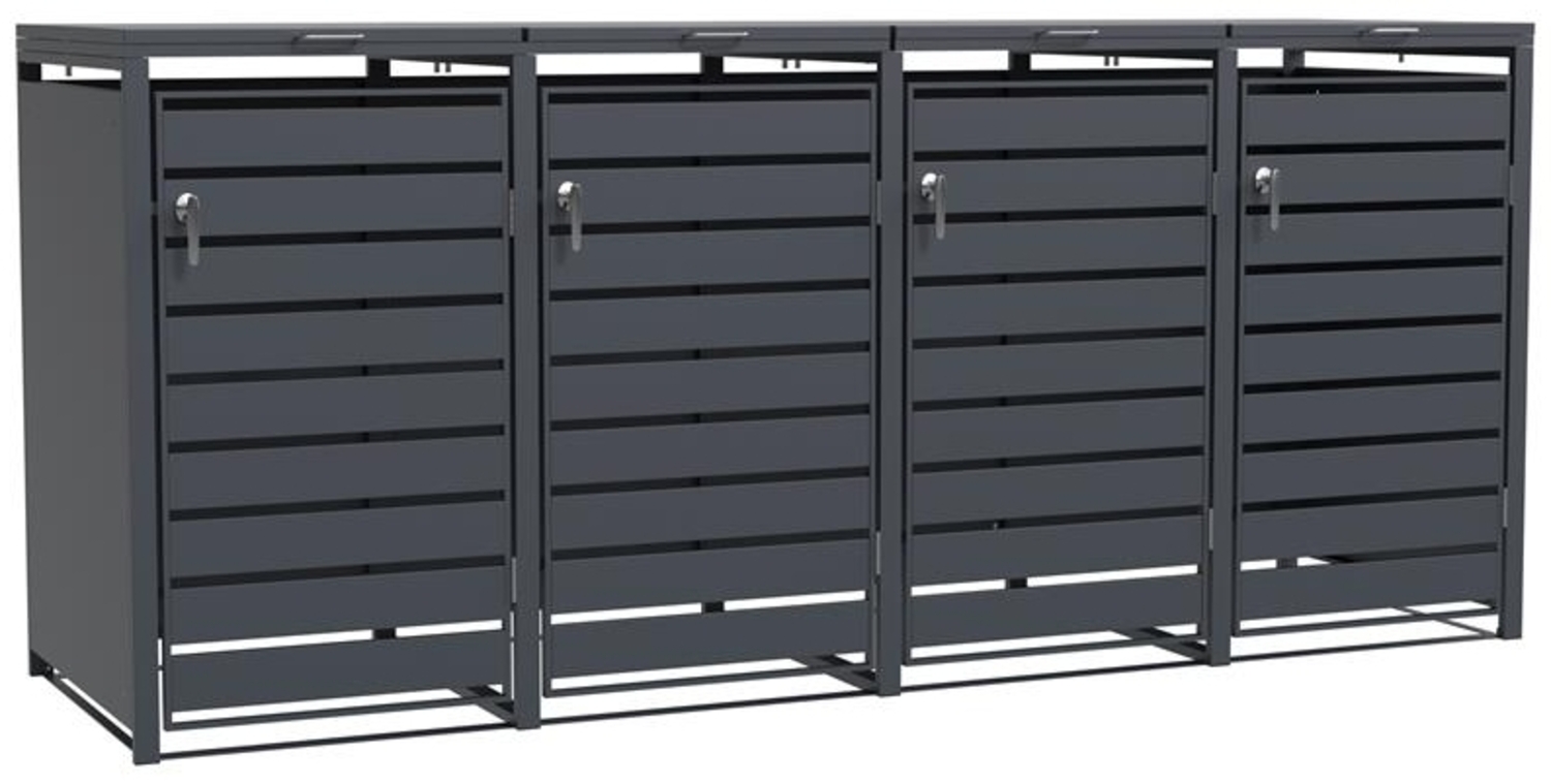 ESTEXO Mülltonnenbox mit 4 Türen, verzinkter Stahl anthrazit, 132 x 80 x 116 cm Bild 1