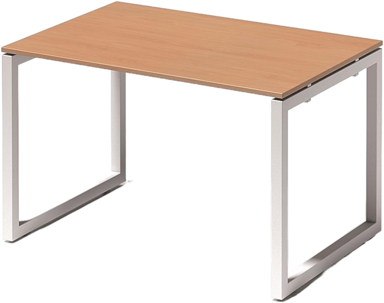 Bisley Cito Schreibtisch 120x80 cm, Tischplatte in Buche, O-Gestell in Weiß - Bürotisch & Computertisch, PC Tisch für's Büro, Arbeitshöhe: 74 cm, DOF1208-BC-396 Bild 1