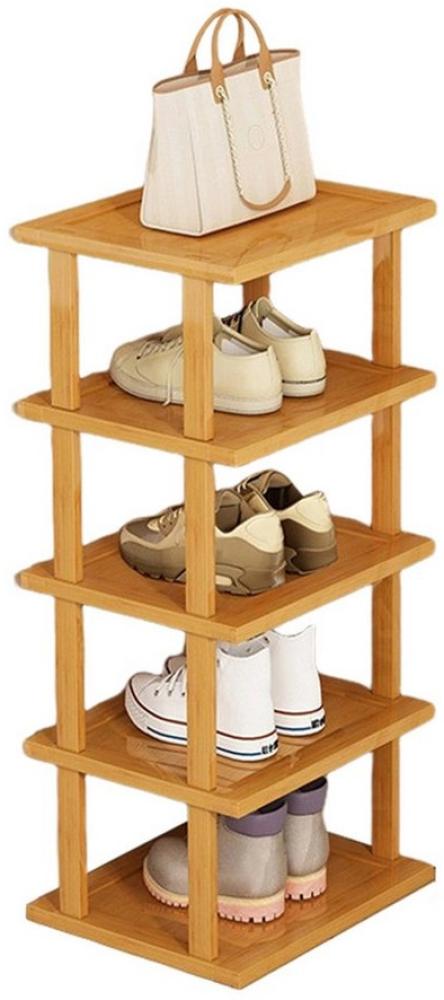 Rutaqian Schuhregal 5/7/8 Lagiges Schuhregal Schmal und Hoch Holz, Shoe Rack für Eingang, Bambus Schuhregal für Eingang, Wohnzimmer, Schlafzimmer, Platzsparend Bild 1