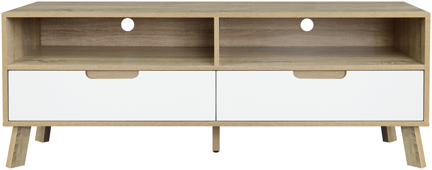 Lowboard MDF und Spanplatte Natur und Weiß Bild 1