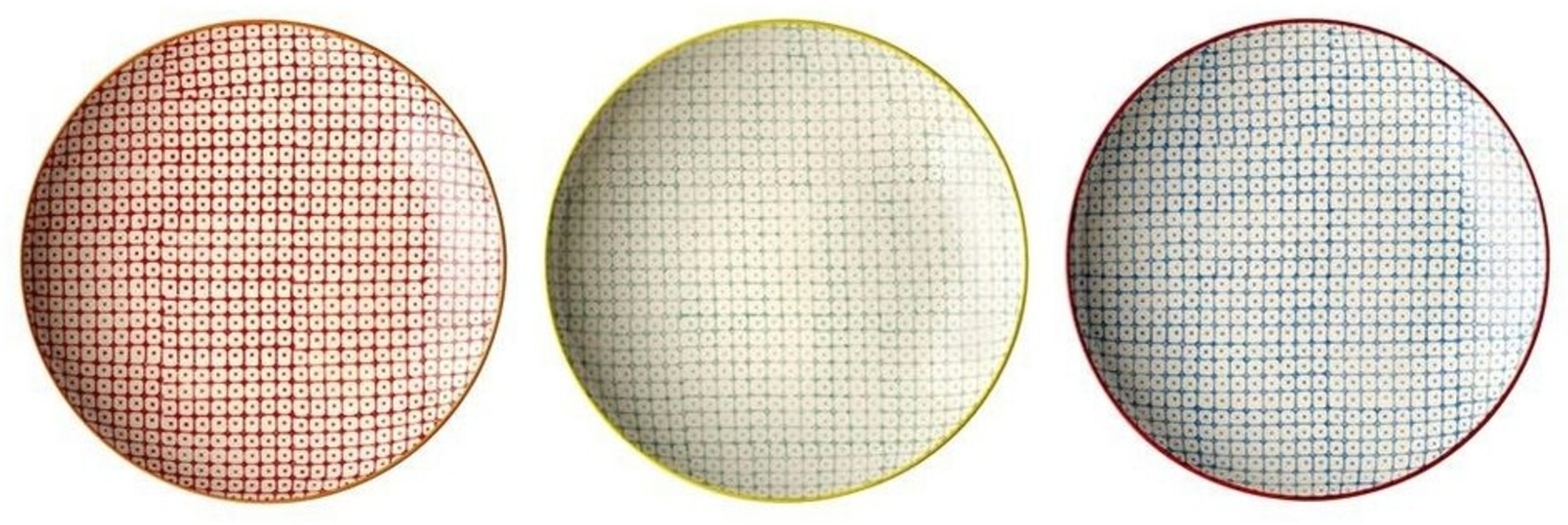 Bloomingville Teller-Set Carla, 3er Set, 25 cm Durchmesser, Speiseteller, Essteller, Keramik, Retro, Landhausstil Bild 1