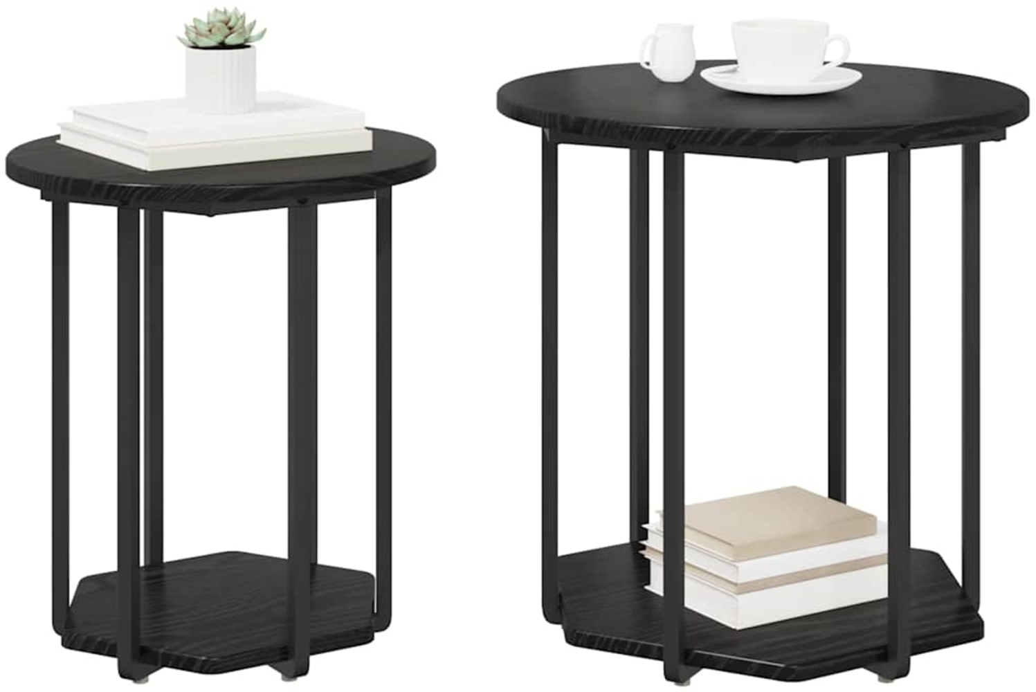 vidaXL Beistelltisch-Set 2 pcs Schwarz Eichen-Optik 50 x 50 x 50,5 cm 869714 Bild 1