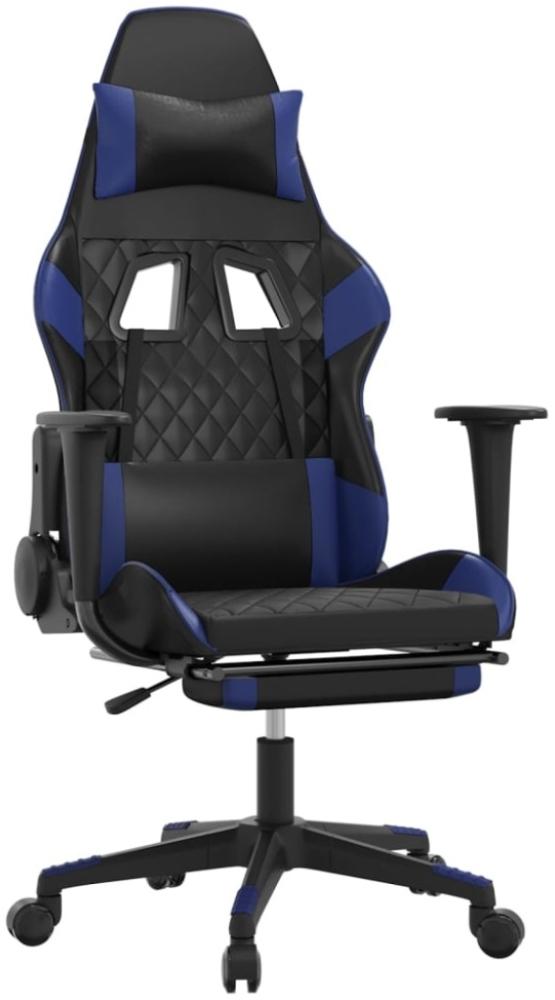 vidaXL Gaming-Stuhl mit Massage & Fußstütze Schwarz & Blau Kunstleder 345522 Bild 1