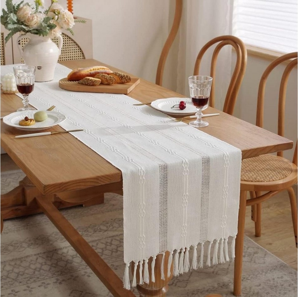 Lollanda Tischläufer Boho Tisch Läufer mit Quasten rustikal Table Runner,32x275 cm Bild 1