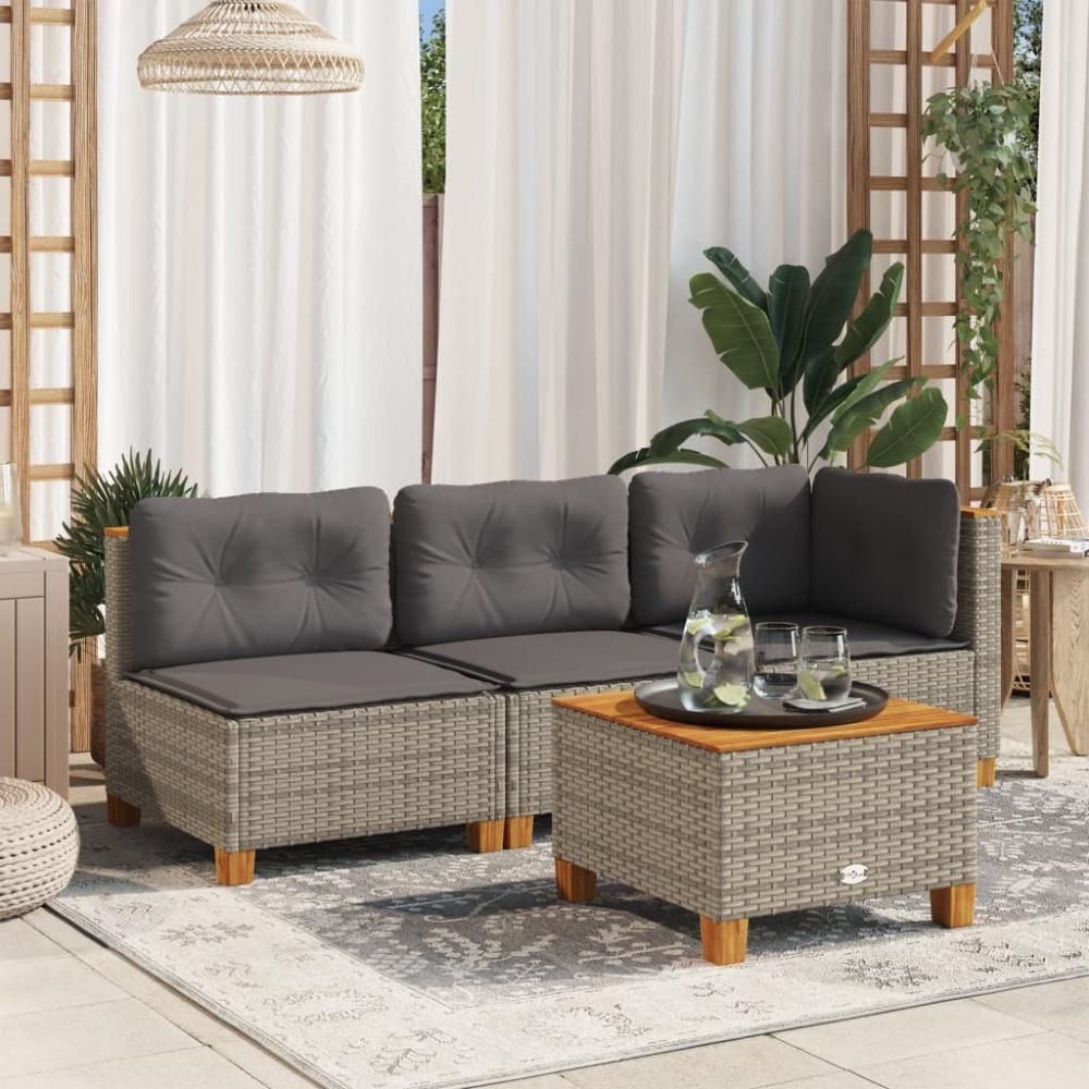 vidaXL Gartensofa mit Kissen 3-Sitzer Grau Poly Rattan 365921 Bild 1