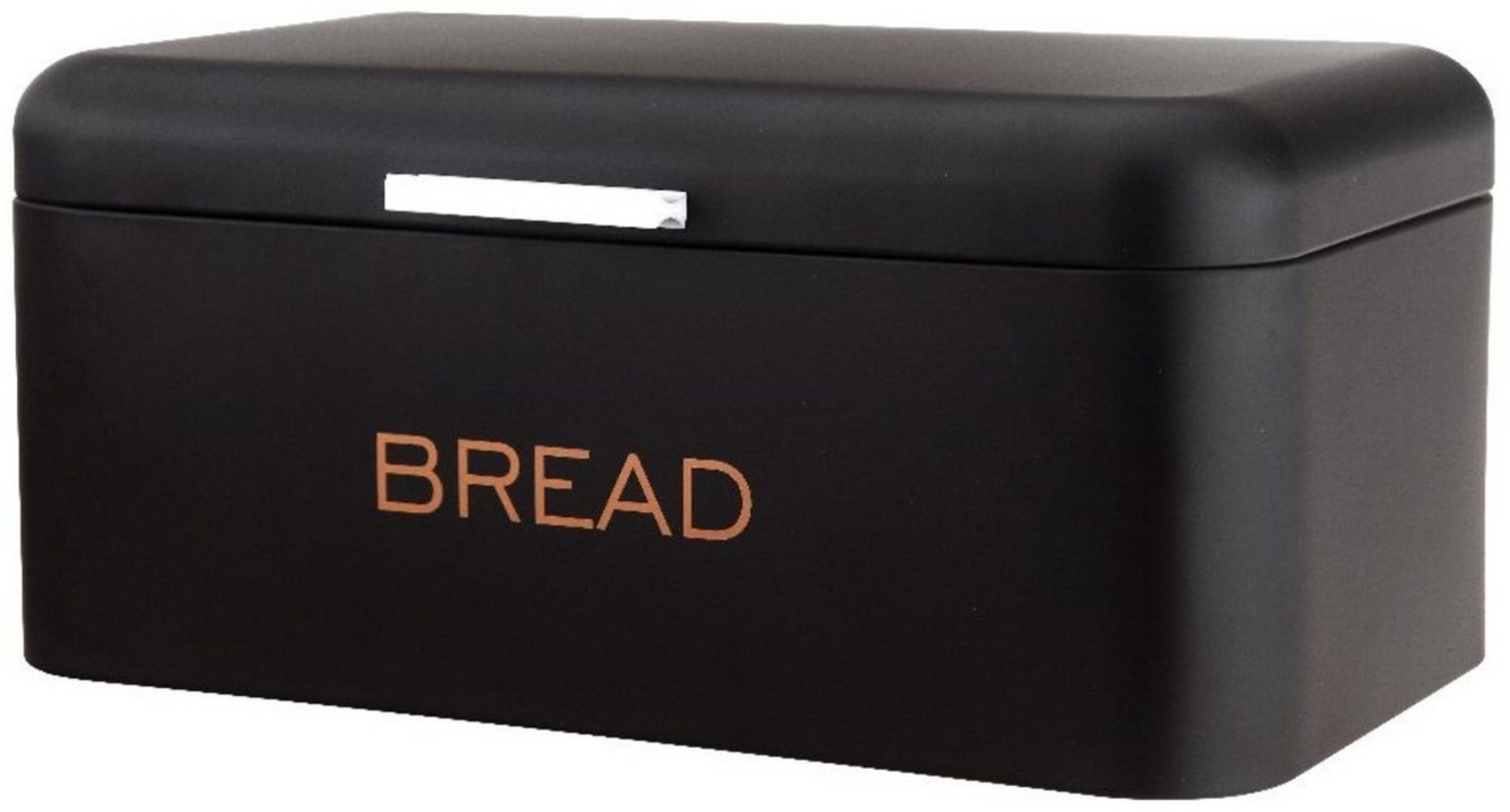 Brotkasten mit Deckel aus hochwertigem Metall-Edelstahl Schwarz 34 x 18 x 20 cm Bild 1