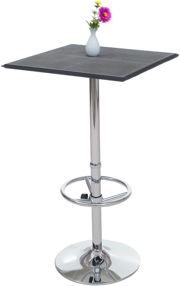 Bartisch Chicago mit Fußablage, PVC, quadratisch 110 x 63 x 63 cm ~ schwarz Bild 1