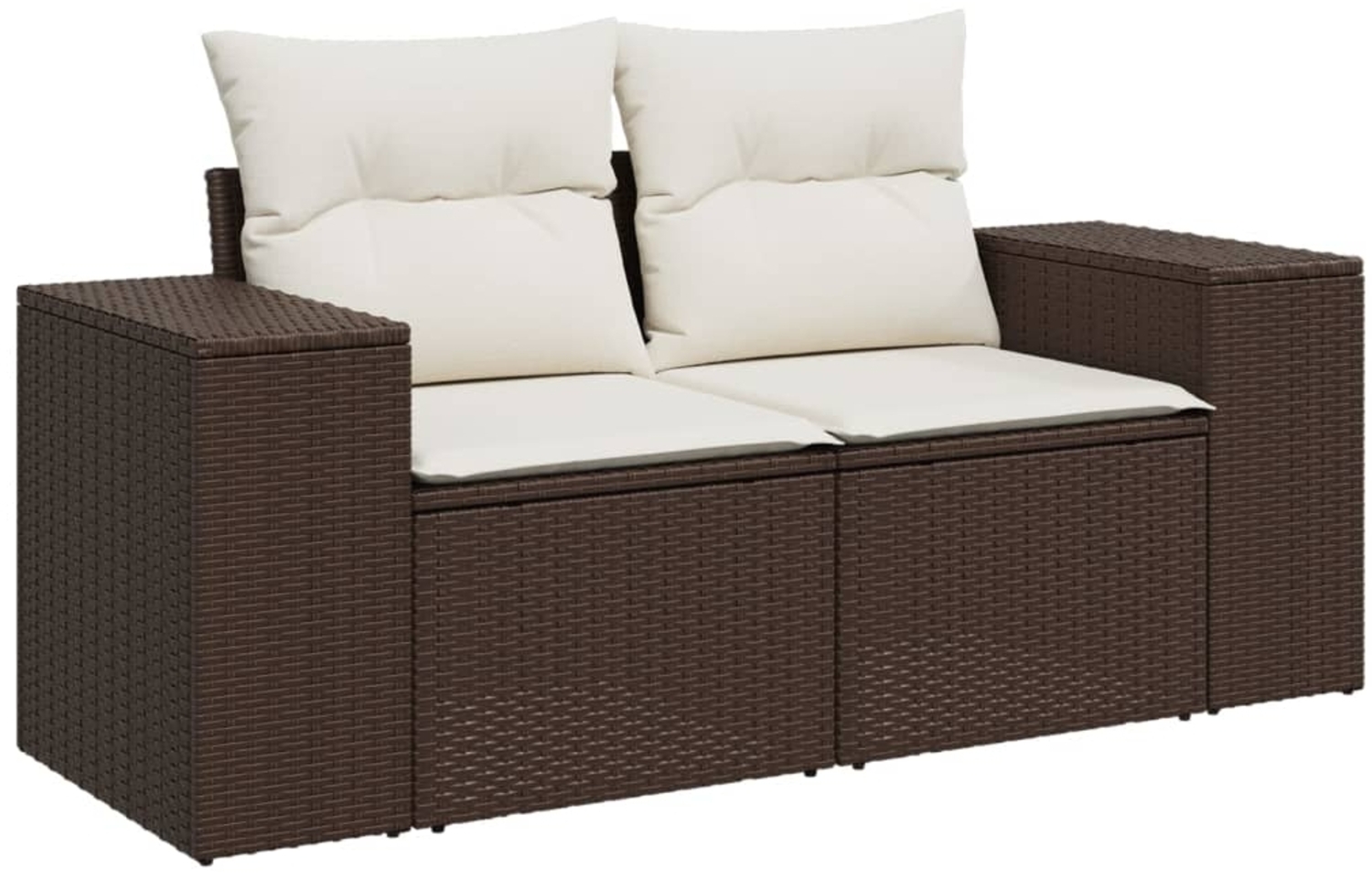 vidaXL Gartensofa mit Kissen 2-Sitzer Braun Poly Rattan 366223 Bild 1